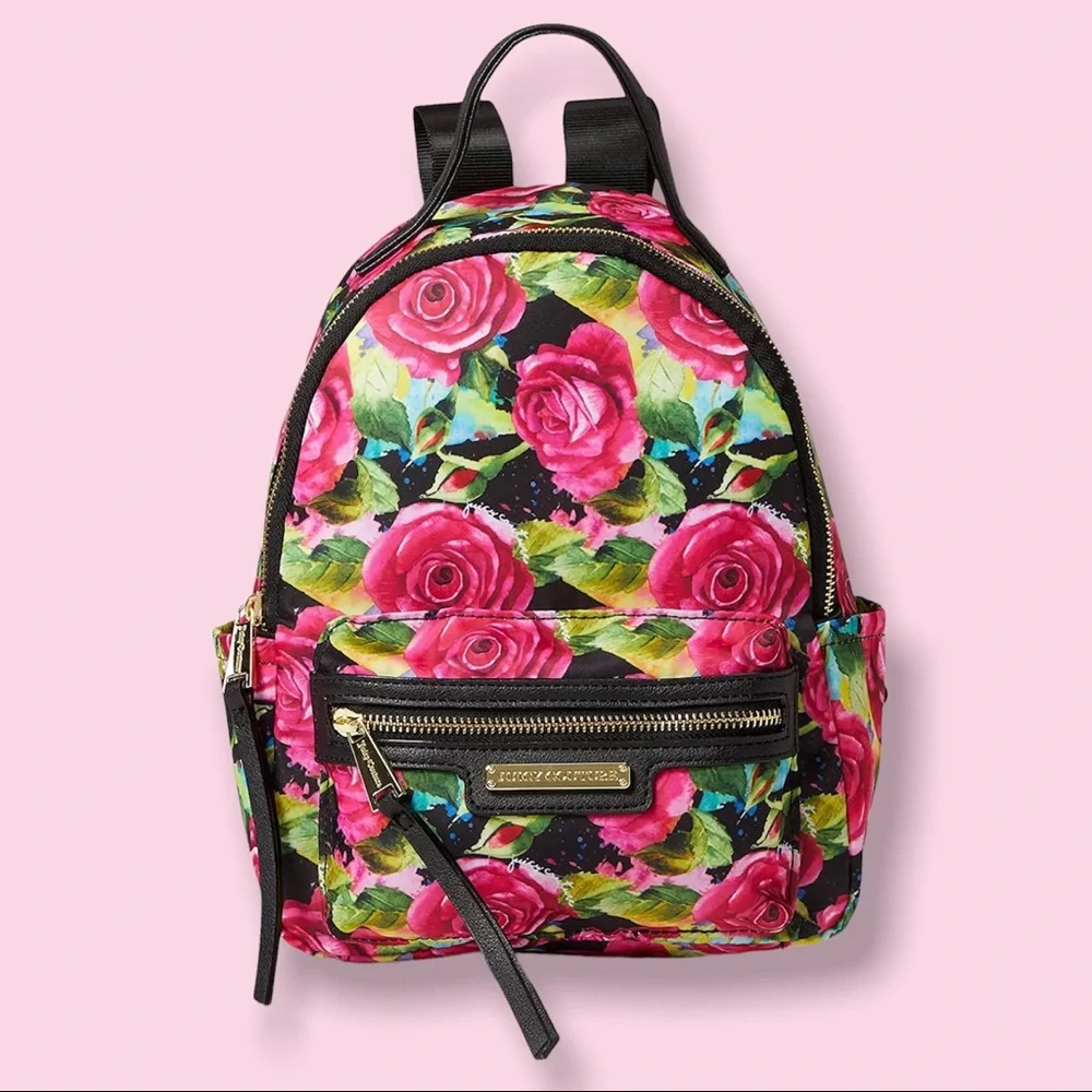 Juicy Couture Mini Backpack Malibu Rose Pink Black Floral